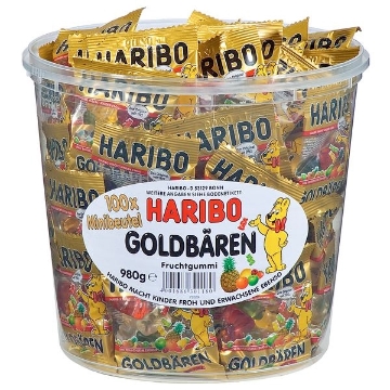 Billede af Haribo Vingummibamser små poser i plastbøtte 980 g.