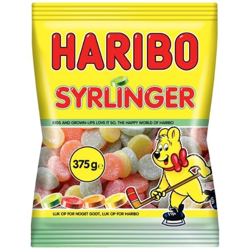 Eller senere Institut Omgivelser Haribo Syrlinger 375 g. ‖ Slik til hele familien - Slikposen.dk