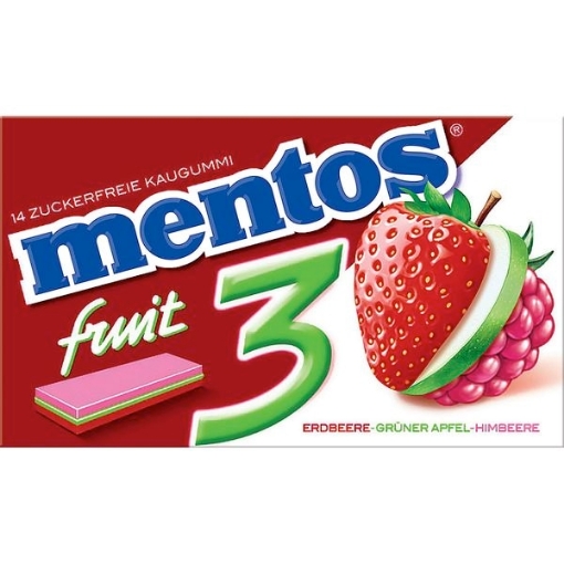 Billede af Mentos Gum Jordbær - Æble og Hindbær 33 g.