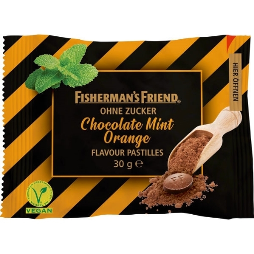 Billede af Fisherman's Friend Chokolade Mint Appelsin u/sukker 30 g.