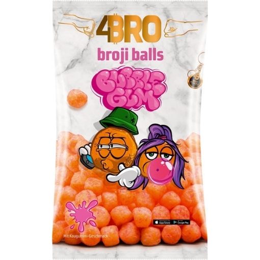Billede af 4BRO broji balls Majs-Snack med Bubble-Gum smag 75g MHT. 17-08-2021