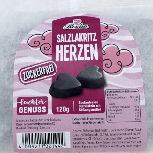 Billede af Rexim Saltlakrids Hjerter 120 g.