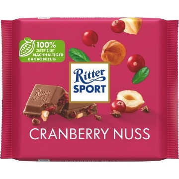 Billede af Ritter Sport Tranebær Nødder 100 g.