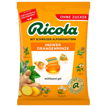 Billede af Ricola Ingefær Appelsin Mynte u/sukker 75 g.