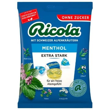 Billede af Ricola Menthol Extra u/sukker 75 g.