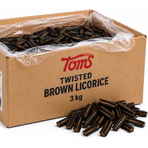 Billede af Toms Twisted Brown Licorice 3 kg