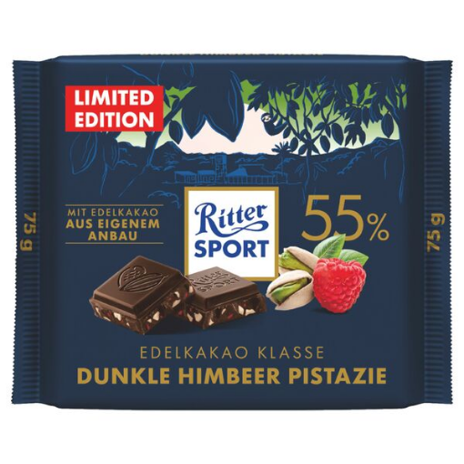 Billede af Ritter Sport Edelkakao Dunkle Himbeer Pistazie 75 g.