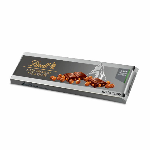 Billede af Lindt Silver Bar Dark Hasselnød 300 g.