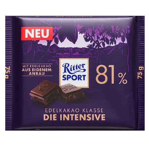 Billede af Ritter Sport Edelkakao Intensive 81% 75 g.